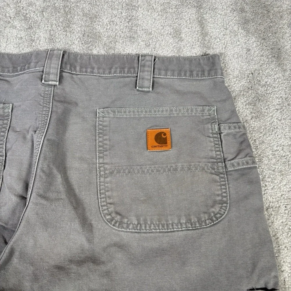 Carhartt Shorts Mens 38 Gray Canvas Original Fit Carpenter Workwear B147